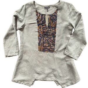 Sachin + Babi Linen Blend Tunic with Embellished Silk Detail